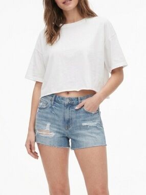GAP Light Blue Distressed Sexy Boyfriend Denim Shorts